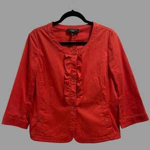 TALBOTS Petites red terracotta cotton spandex stretch jacket unlined 14P